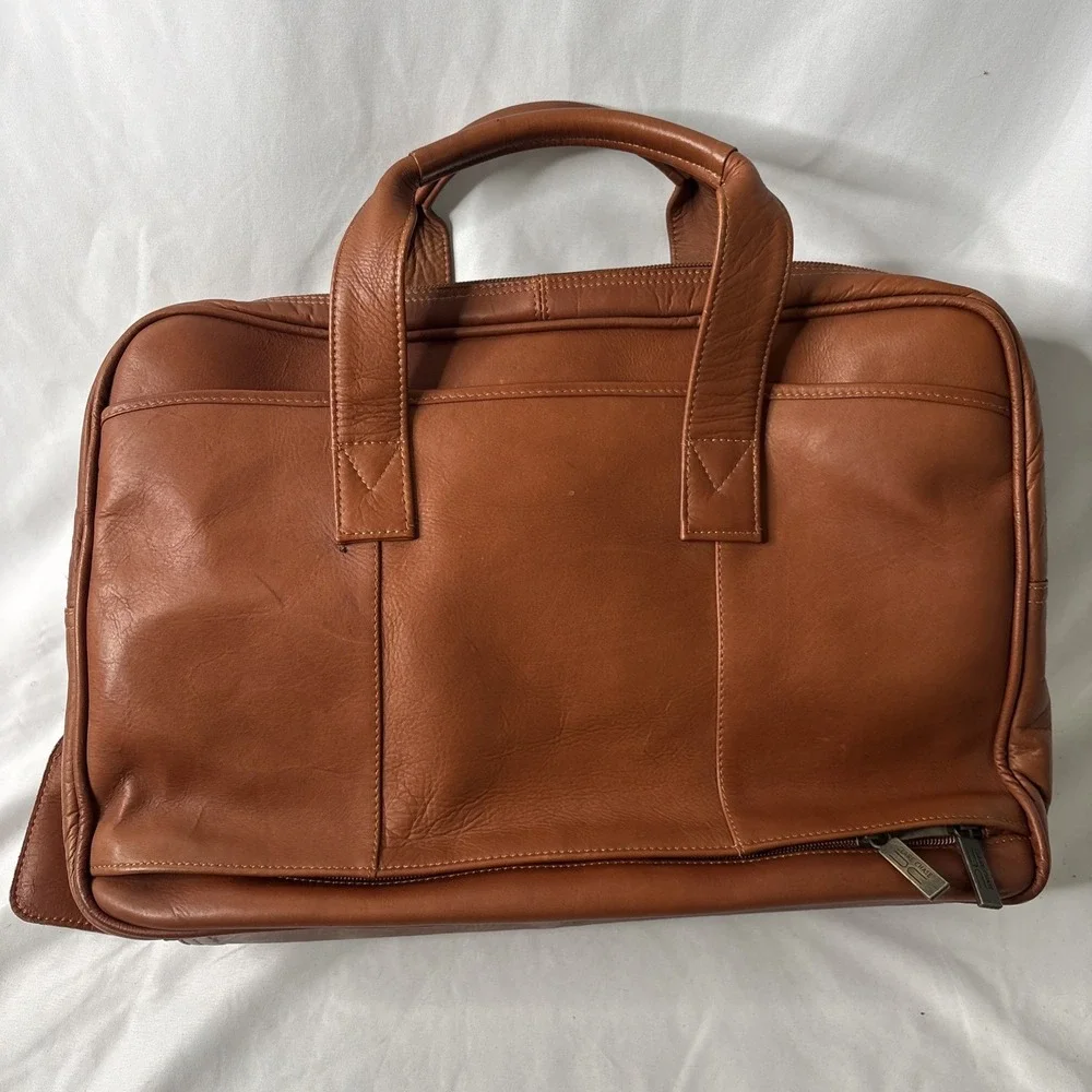 Claire Chase Executive Computer Laptop Briefcase Leather Cognac Luxury Carry On